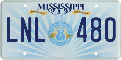 MS license plate LNL480