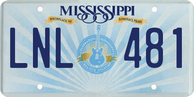 MS license plate LNL481