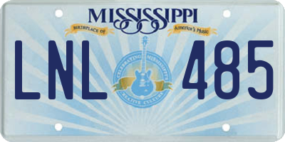 MS license plate LNL485