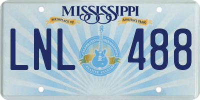 MS license plate LNL488