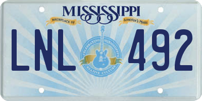 MS license plate LNL492
