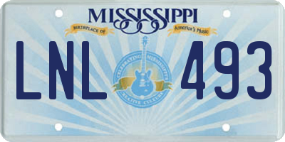 MS license plate LNL493