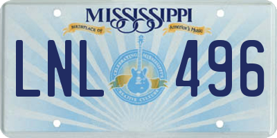 MS license plate LNL496