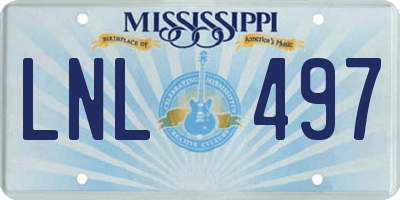 MS license plate LNL497