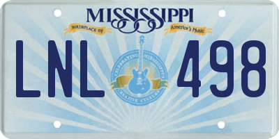 MS license plate LNL498