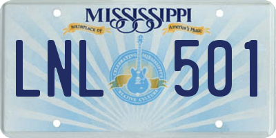 MS license plate LNL501