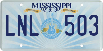 MS license plate LNL503