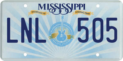 MS license plate LNL505