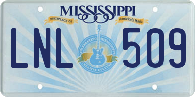 MS license plate LNL509
