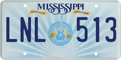 MS license plate LNL513