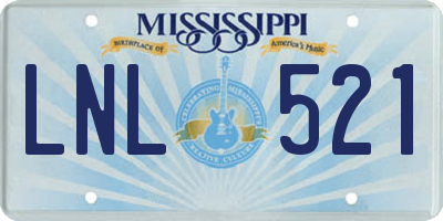 MS license plate LNL521
