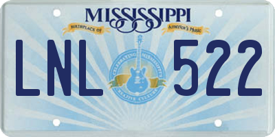 MS license plate LNL522