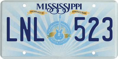 MS license plate LNL523