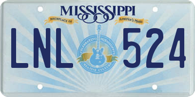 MS license plate LNL524