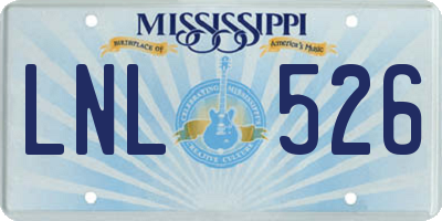 MS license plate LNL526