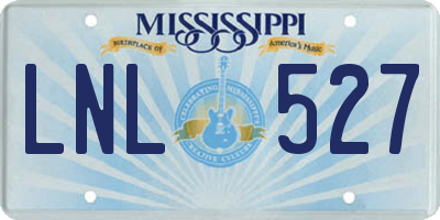 MS license plate LNL527