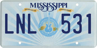 MS license plate LNL531