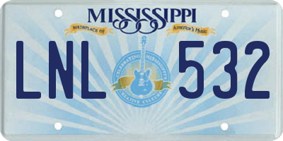 MS license plate LNL532