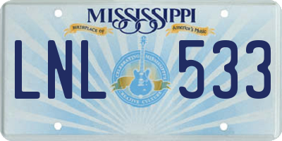 MS license plate LNL533
