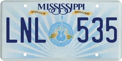 MS license plate LNL535