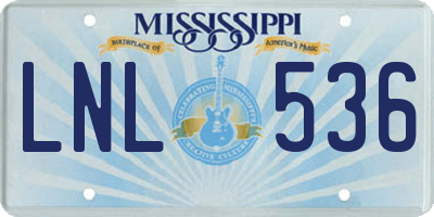 MS license plate LNL536
