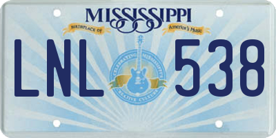 MS license plate LNL538