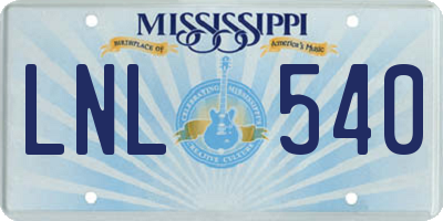 MS license plate LNL540