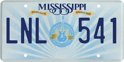 MS license plate LNL541
