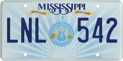 MS license plate LNL542
