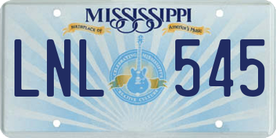MS license plate LNL545