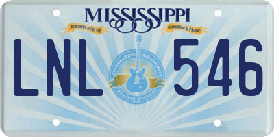 MS license plate LNL546