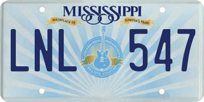 MS license plate LNL547