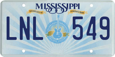MS license plate LNL549