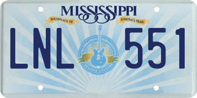 MS license plate LNL551
