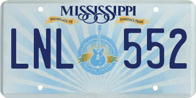 MS license plate LNL552