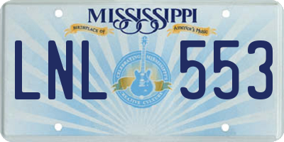 MS license plate LNL553