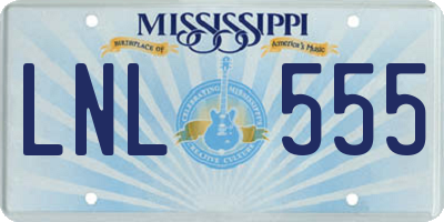 MS license plate LNL555