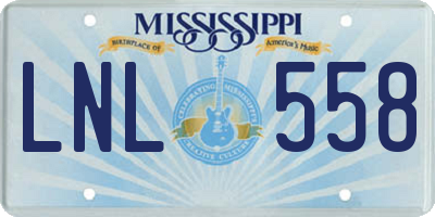 MS license plate LNL558