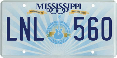 MS license plate LNL560