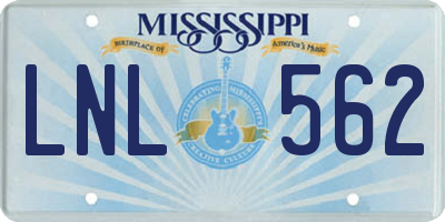 MS license plate LNL562