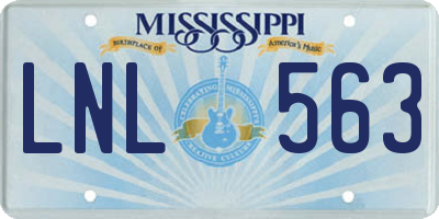 MS license plate LNL563