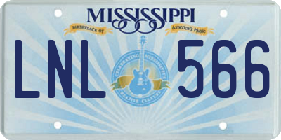 MS license plate LNL566