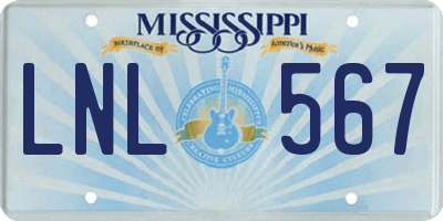 MS license plate LNL567