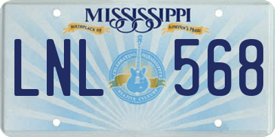 MS license plate LNL568