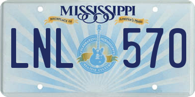 MS license plate LNL570