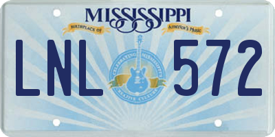 MS license plate LNL572