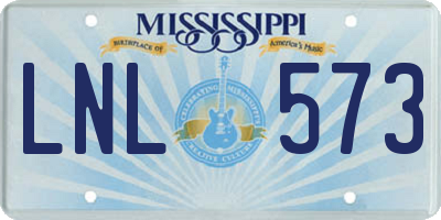 MS license plate LNL573