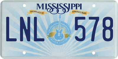 MS license plate LNL578