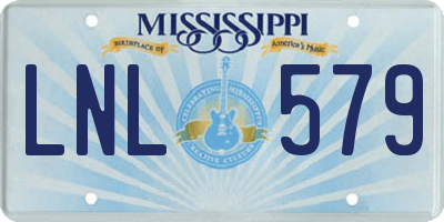MS license plate LNL579