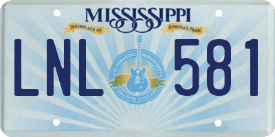MS license plate LNL581